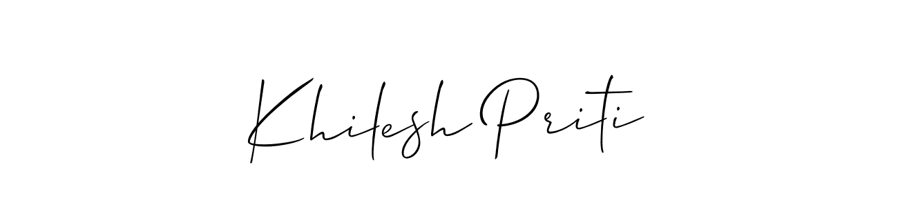 Best and Professional Signature Style for Khilesh Priti. Allison_Script Best Signature Style Collection. Khilesh Priti signature style 2 images and pictures png