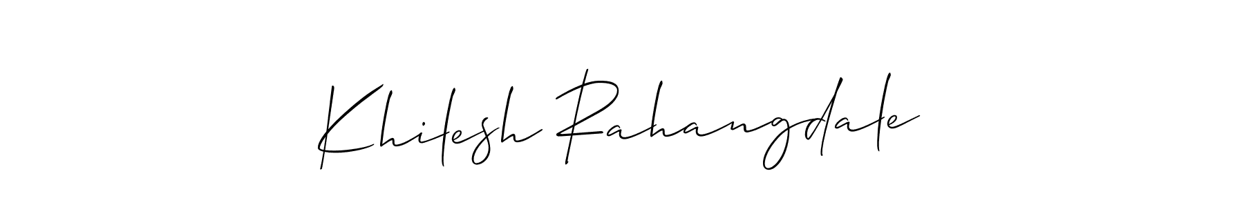 Also You can easily find your signature by using the search form. We will create Khilesh Rahangdale name handwritten signature images for you free of cost using Allison_Script sign style. Khilesh Rahangdale signature style 2 images and pictures png