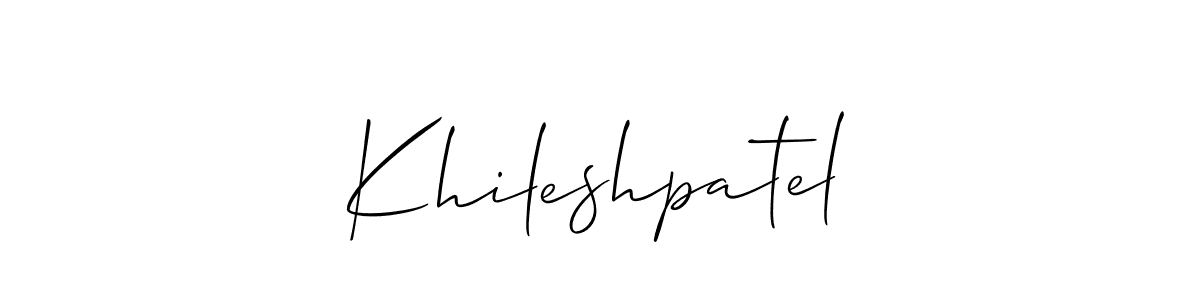 How to make Khileshpatel name signature. Use Allison_Script style for creating short signs online. This is the latest handwritten sign. Khileshpatel signature style 2 images and pictures png