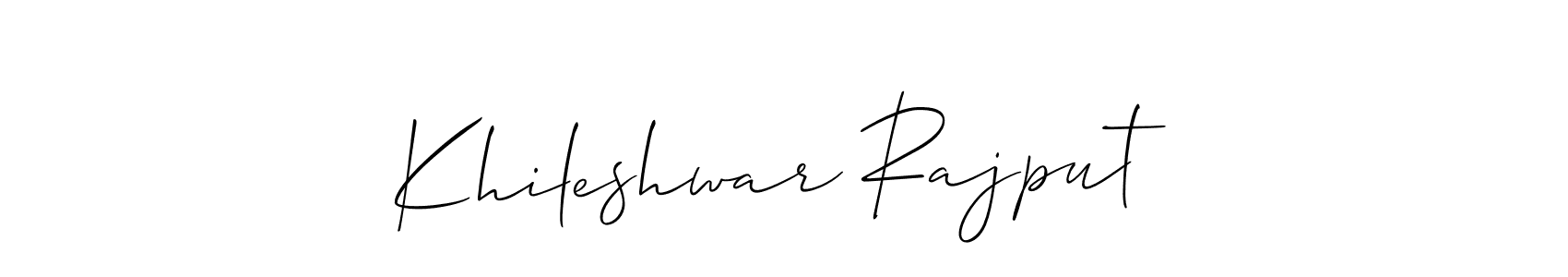 if you are searching for the best signature style for your name Khileshwar Rajput. so please give up your signature search. here we have designed multiple signature styles  using Allison_Script. Khileshwar Rajput signature style 2 images and pictures png