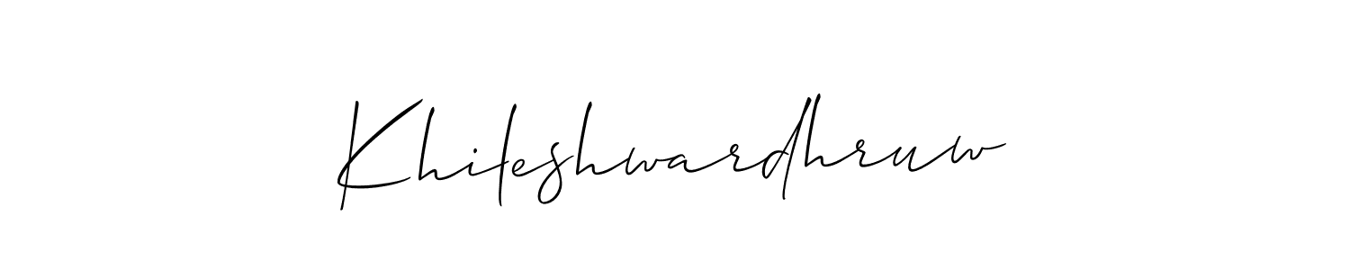 Allison_Script is a professional signature style that is perfect for those who want to add a touch of class to their signature. It is also a great choice for those who want to make their signature more unique. Get Khileshwardhruw name to fancy signature for free. Khileshwardhruw signature style 2 images and pictures png