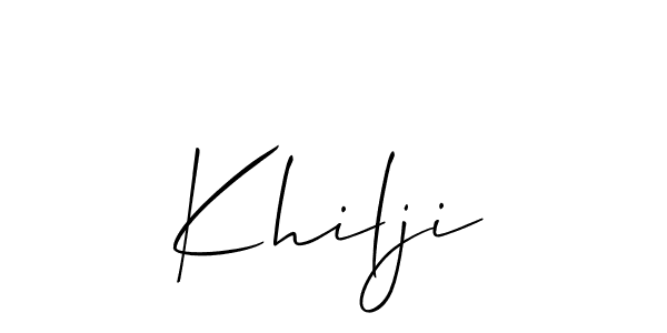 Design your own signature with our free online signature maker. With this signature software, you can create a handwritten (Allison_Script) signature for name Khilji. Khilji signature style 2 images and pictures png