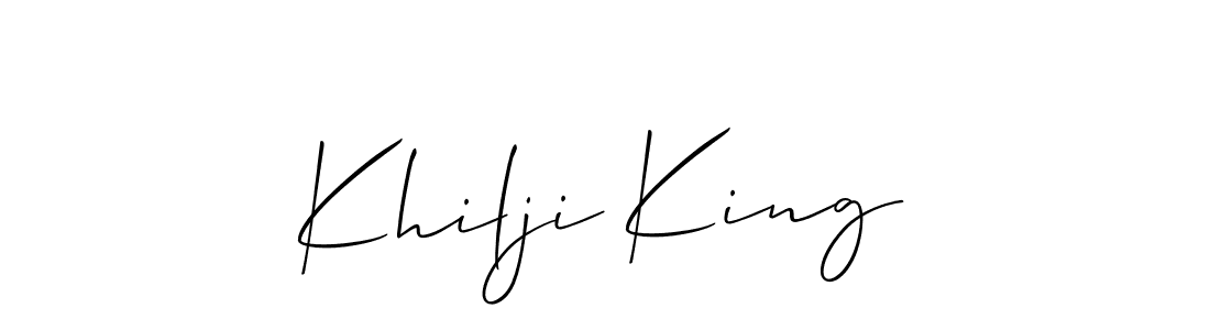 The best way (Allison_Script) to make a short signature is to pick only two or three words in your name. The name Khilji King include a total of six letters. For converting this name. Khilji King signature style 2 images and pictures png