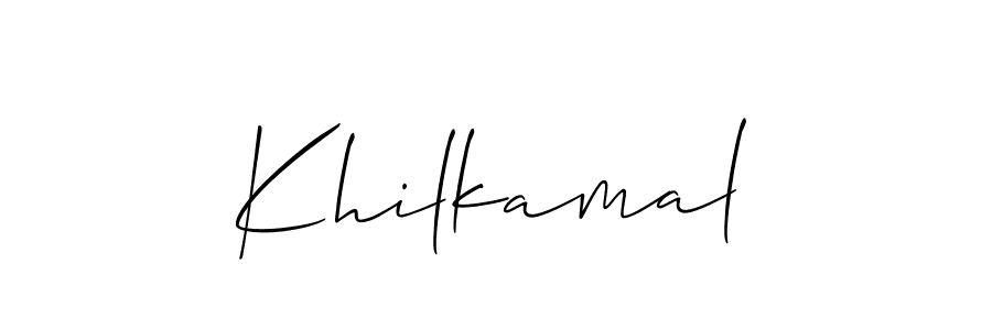 Allison_Script is a professional signature style that is perfect for those who want to add a touch of class to their signature. It is also a great choice for those who want to make their signature more unique. Get Khilkamal name to fancy signature for free. Khilkamal signature style 2 images and pictures png