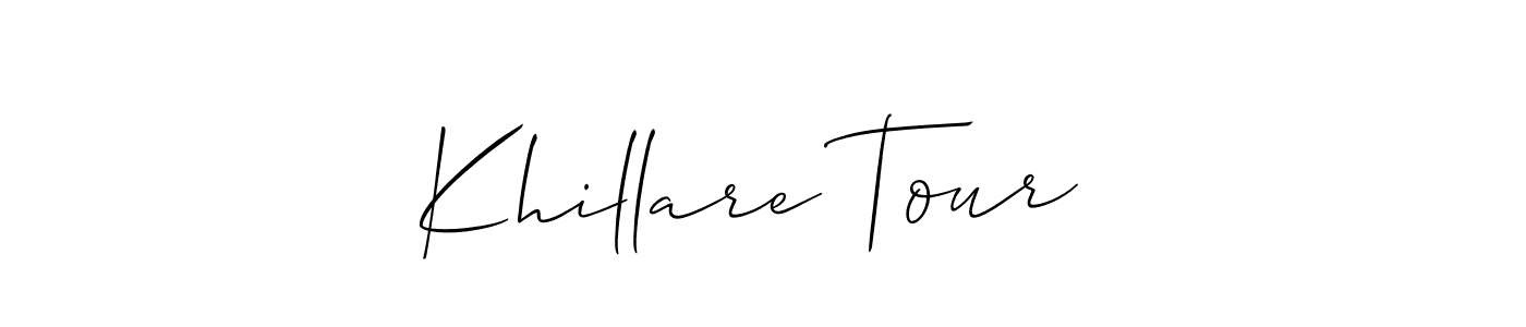 It looks lik you need a new signature style for name Khillare Tour . Design unique handwritten (Allison_Script) signature with our free signature maker in just a few clicks. Khillare Tour  signature style 2 images and pictures png