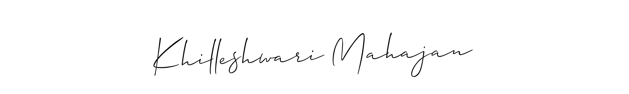 How to Draw Khilleshwari Mahajan signature style? Allison_Script is a latest design signature styles for name Khilleshwari Mahajan. Khilleshwari Mahajan signature style 2 images and pictures png