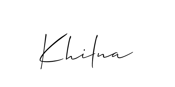Allison_Script is a professional signature style that is perfect for those who want to add a touch of class to their signature. It is also a great choice for those who want to make their signature more unique. Get Khilna name to fancy signature for free. Khilna signature style 2 images and pictures png