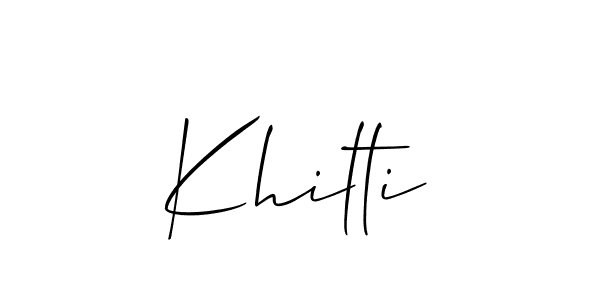 Allison_Script is a professional signature style that is perfect for those who want to add a touch of class to their signature. It is also a great choice for those who want to make their signature more unique. Get Khilti name to fancy signature for free. Khilti signature style 2 images and pictures png