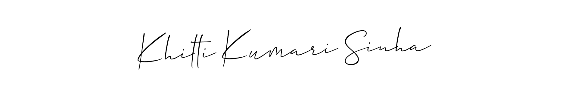 Create a beautiful signature design for name Khilti Kumari Sinha. With this signature (Allison_Script) fonts, you can make a handwritten signature for free. Khilti Kumari Sinha signature style 2 images and pictures png