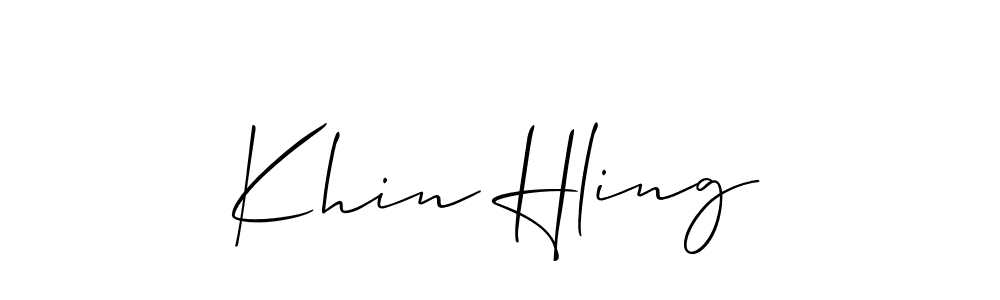 The best way (Allison_Script) to make a short signature is to pick only two or three words in your name. The name Khin Hling include a total of six letters. For converting this name. Khin Hling signature style 2 images and pictures png