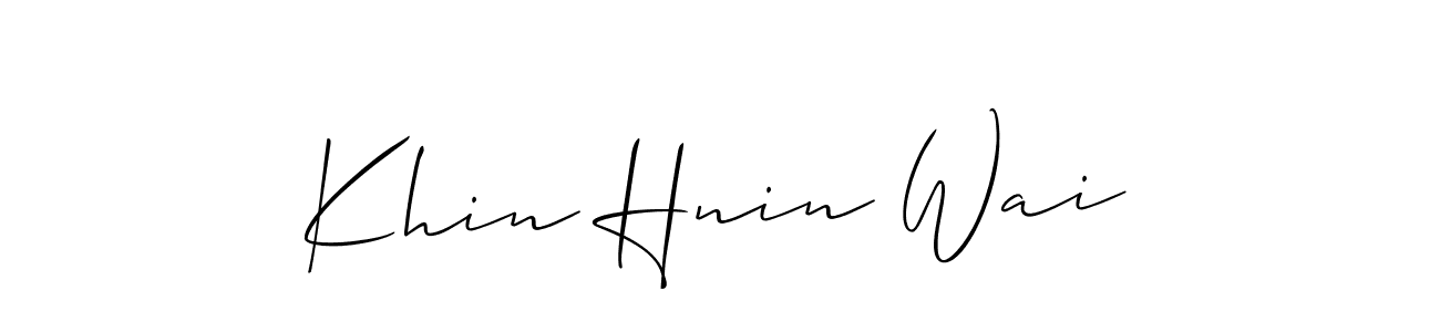 How to make Khin Hnin Wai name signature. Use Allison_Script style for creating short signs online. This is the latest handwritten sign. Khin Hnin Wai signature style 2 images and pictures png