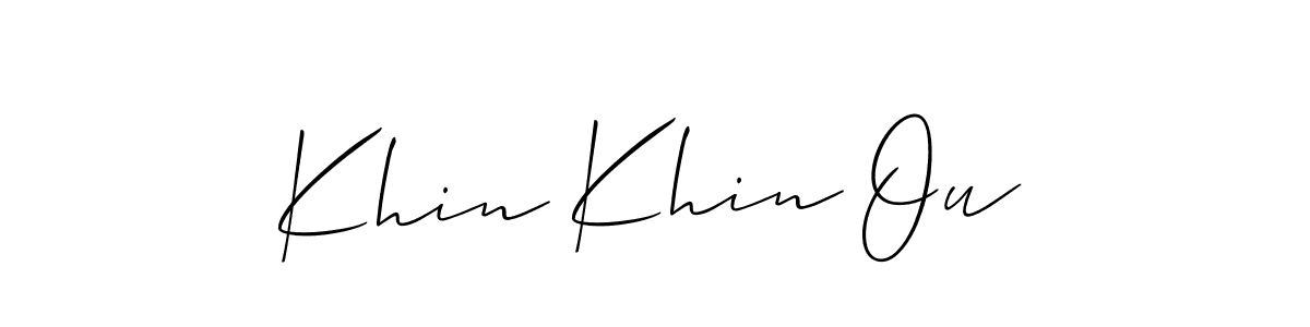 The best way (Allison_Script) to make a short signature is to pick only two or three words in your name. The name Khin Khin Ou include a total of six letters. For converting this name. Khin Khin Ou signature style 2 images and pictures png