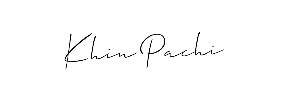 Allison_Script is a professional signature style that is perfect for those who want to add a touch of class to their signature. It is also a great choice for those who want to make their signature more unique. Get Khin Pachi name to fancy signature for free. Khin Pachi signature style 2 images and pictures png