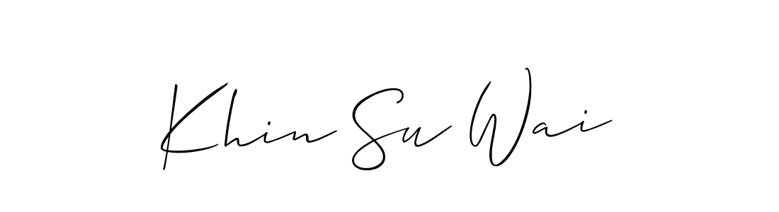 The best way (Allison_Script) to make a short signature is to pick only two or three words in your name. The name Khin Su Wai include a total of six letters. For converting this name. Khin Su Wai signature style 2 images and pictures png