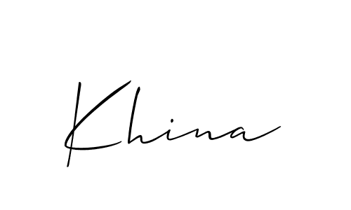 The best way (Allison_Script) to make a short signature is to pick only two or three words in your name. The name Khina include a total of six letters. For converting this name. Khina signature style 2 images and pictures png