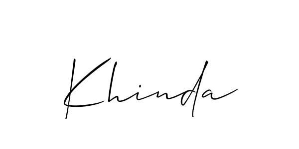 Use a signature maker to create a handwritten signature online. With this signature software, you can design (Allison_Script) your own signature for name Khinda. Khinda signature style 2 images and pictures png