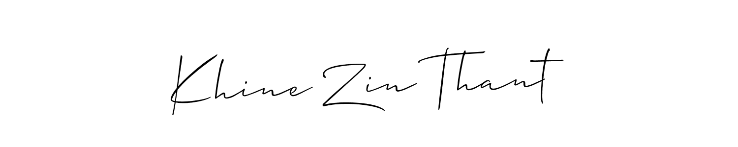 How to make Khine Zin Thant name signature. Use Allison_Script style for creating short signs online. This is the latest handwritten sign. Khine Zin Thant signature style 2 images and pictures png