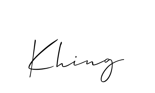 Use a signature maker to create a handwritten signature online. With this signature software, you can design (Allison_Script) your own signature for name Khing. Khing signature style 2 images and pictures png