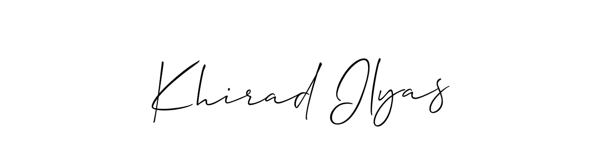 Create a beautiful signature design for name Khirad Ilyas. With this signature (Allison_Script) fonts, you can make a handwritten signature for free. Khirad Ilyas signature style 2 images and pictures png