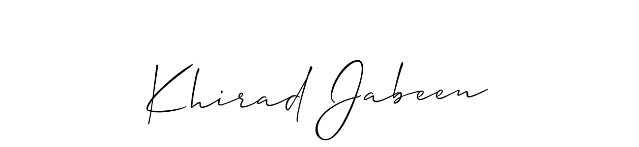 It looks lik you need a new signature style for name Khirad Jabeen. Design unique handwritten (Allison_Script) signature with our free signature maker in just a few clicks. Khirad Jabeen signature style 2 images and pictures png