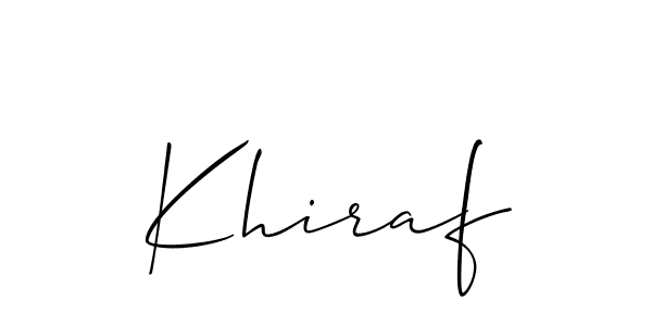 Make a beautiful signature design for name Khiraf. With this signature (Allison_Script) style, you can create a handwritten signature for free. Khiraf signature style 2 images and pictures png
