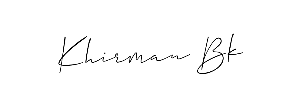 Also we have Khirman Bk name is the best signature style. Create professional handwritten signature collection using Allison_Script autograph style. Khirman Bk signature style 2 images and pictures png