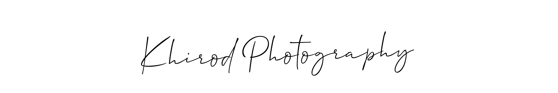 Use a signature maker to create a handwritten signature online. With this signature software, you can design (Allison_Script) your own signature for name Khirod Photography. Khirod Photography signature style 2 images and pictures png