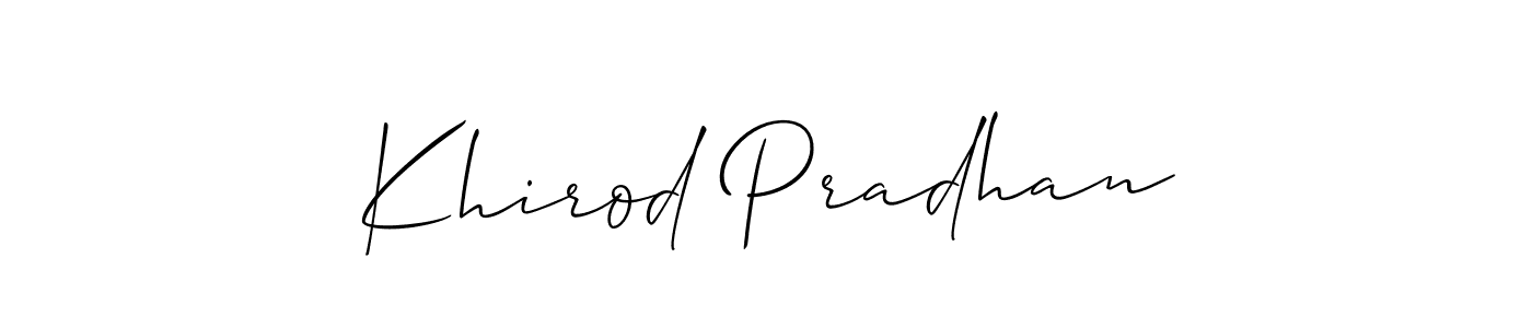 How to make Khirod Pradhan signature? Allison_Script is a professional autograph style. Create handwritten signature for Khirod Pradhan name. Khirod Pradhan signature style 2 images and pictures png