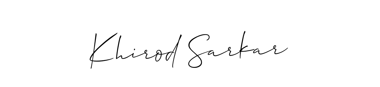 Khirod Sarkar stylish signature style. Best Handwritten Sign (Allison_Script) for my name. Handwritten Signature Collection Ideas for my name Khirod Sarkar. Khirod Sarkar signature style 2 images and pictures png