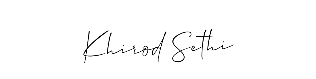 How to make Khirod Sethi signature? Allison_Script is a professional autograph style. Create handwritten signature for Khirod Sethi name. Khirod Sethi signature style 2 images and pictures png