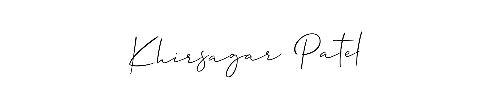 How to make Khirsagar  Patel name signature. Use Allison_Script style for creating short signs online. This is the latest handwritten sign. Khirsagar  Patel signature style 2 images and pictures png