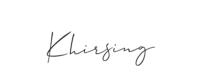 Use a signature maker to create a handwritten signature online. With this signature software, you can design (Allison_Script) your own signature for name Khirsing. Khirsing signature style 2 images and pictures png