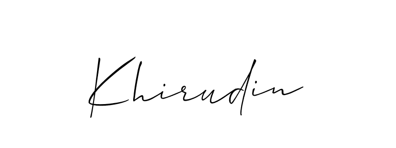 if you are searching for the best signature style for your name Khirudin. so please give up your signature search. here we have designed multiple signature styles  using Allison_Script. Khirudin signature style 2 images and pictures png