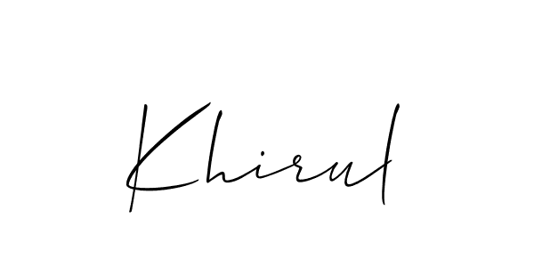 Create a beautiful signature design for name Khirul. With this signature (Allison_Script) fonts, you can make a handwritten signature for free. Khirul signature style 2 images and pictures png