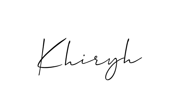 The best way (Allison_Script) to make a short signature is to pick only two or three words in your name. The name Khiryh include a total of six letters. For converting this name. Khiryh signature style 2 images and pictures png