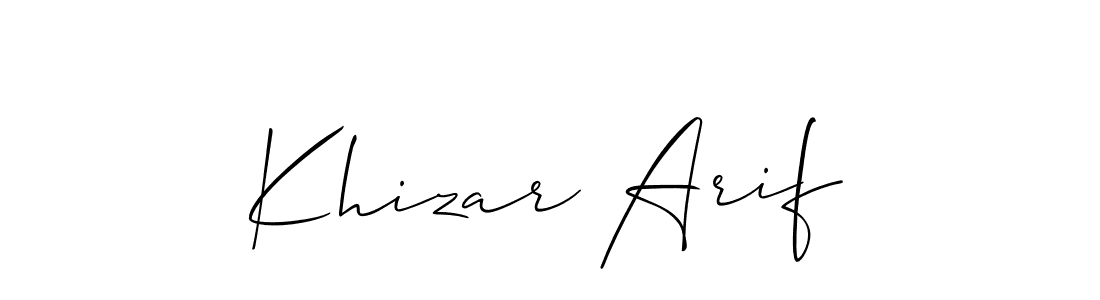Similarly Allison_Script is the best handwritten signature design. Signature creator online .You can use it as an online autograph creator for name Khizar Arif. Khizar Arif signature style 2 images and pictures png