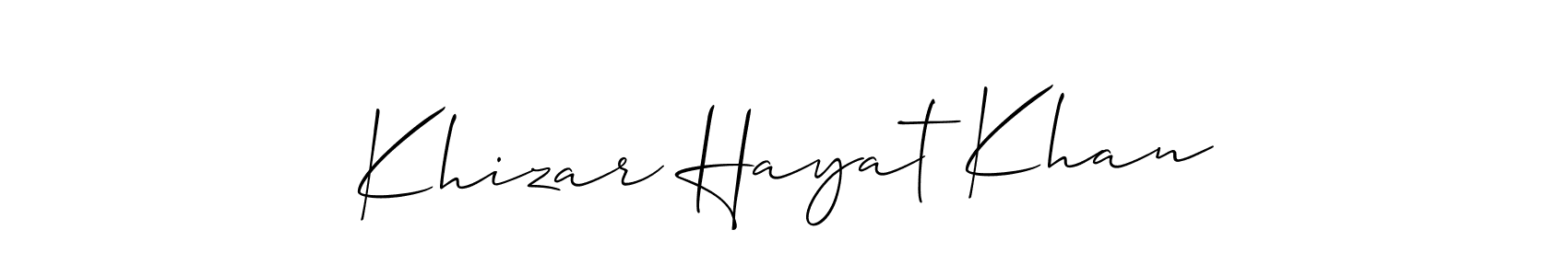 Similarly Allison_Script is the best handwritten signature design. Signature creator online .You can use it as an online autograph creator for name Khizar Hayat Khan. Khizar Hayat Khan signature style 2 images and pictures png