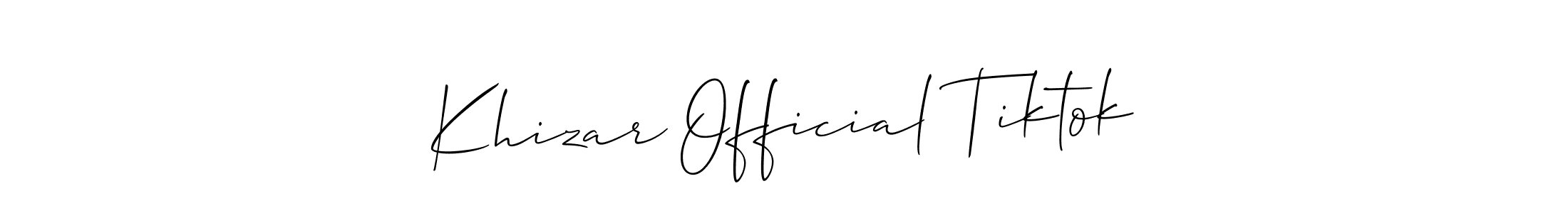 Also You can easily find your signature by using the search form. We will create Khizar Official Tiktok name handwritten signature images for you free of cost using Allison_Script sign style. Khizar Official Tiktok signature style 2 images and pictures png