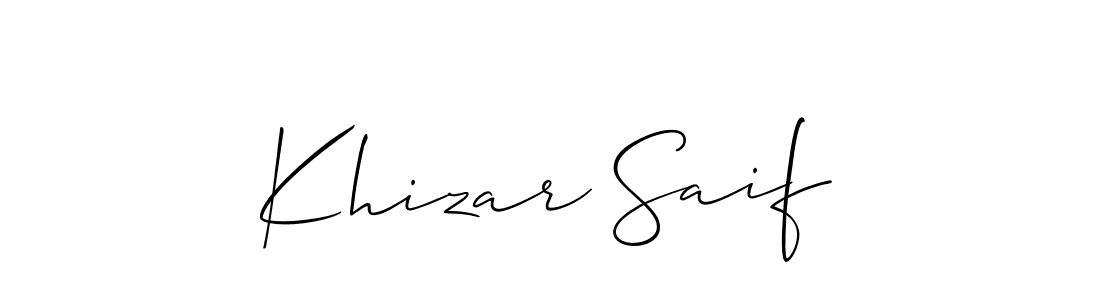 Also You can easily find your signature by using the search form. We will create Khizar Saif name handwritten signature images for you free of cost using Allison_Script sign style. Khizar Saif signature style 2 images and pictures png