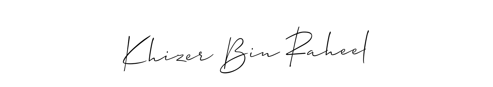 Design your own signature with our free online signature maker. With this signature software, you can create a handwritten (Allison_Script) signature for name Khizer Bin Raheel. Khizer Bin Raheel signature style 2 images and pictures png