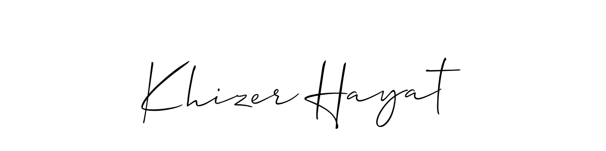 Allison_Script is a professional signature style that is perfect for those who want to add a touch of class to their signature. It is also a great choice for those who want to make their signature more unique. Get Khizer Hayat name to fancy signature for free. Khizer Hayat signature style 2 images and pictures png