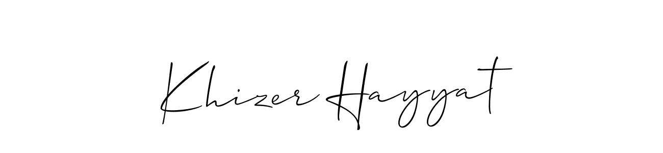 Use a signature maker to create a handwritten signature online. With this signature software, you can design (Allison_Script) your own signature for name Khizer Hayyat. Khizer Hayyat signature style 2 images and pictures png