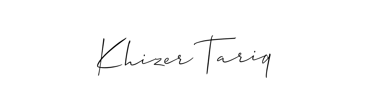 Also You can easily find your signature by using the search form. We will create Khizer Tariq name handwritten signature images for you free of cost using Allison_Script sign style. Khizer Tariq signature style 2 images and pictures png