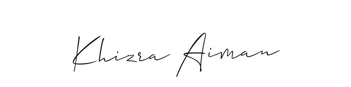 if you are searching for the best signature style for your name Khizra Aiman. so please give up your signature search. here we have designed multiple signature styles  using Allison_Script. Khizra Aiman signature style 2 images and pictures png