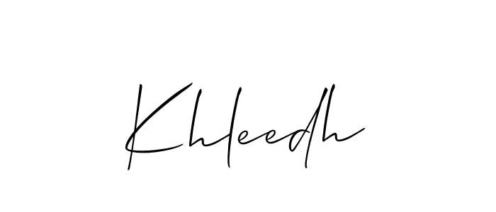 Make a beautiful signature design for name Khleedh. With this signature (Allison_Script) style, you can create a handwritten signature for free. Khleedh signature style 2 images and pictures png