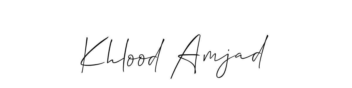 You should practise on your own different ways (Allison_Script) to write your name (Khlood Amjad) in signature. don't let someone else do it for you. Khlood Amjad signature style 2 images and pictures png