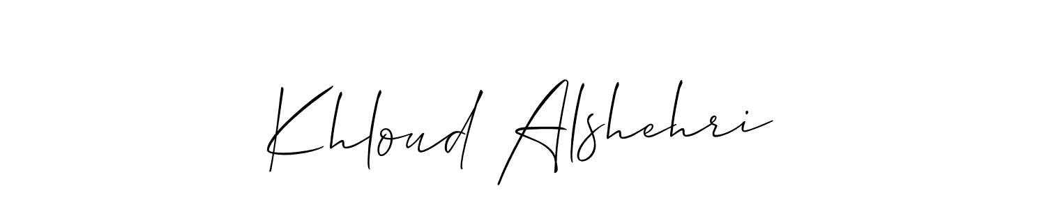 Design your own signature with our free online signature maker. With this signature software, you can create a handwritten (Allison_Script) signature for name Khloud Alshehri. Khloud Alshehri signature style 2 images and pictures png