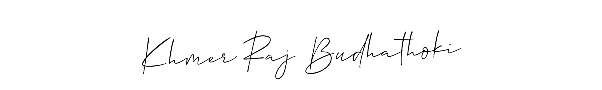 It looks lik you need a new signature style for name Khmer Raj Budhathoki. Design unique handwritten (Allison_Script) signature with our free signature maker in just a few clicks. Khmer Raj Budhathoki signature style 2 images and pictures png