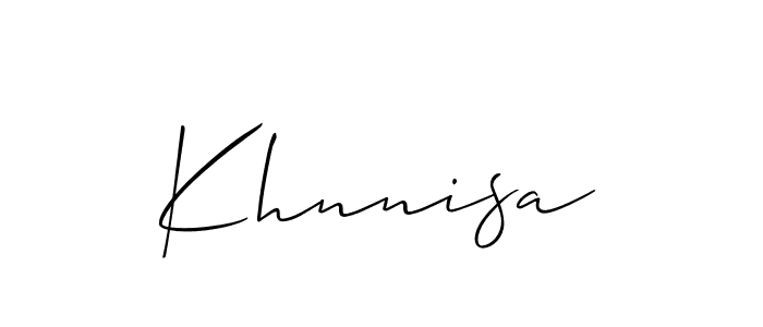 Design your own signature with our free online signature maker. With this signature software, you can create a handwritten (Allison_Script) signature for name Khnnisa. Khnnisa signature style 2 images and pictures png