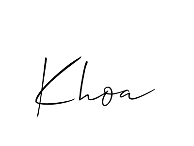 Create a beautiful signature design for name Khoa. With this signature (Allison_Script) fonts, you can make a handwritten signature for free. Khoa signature style 2 images and pictures png